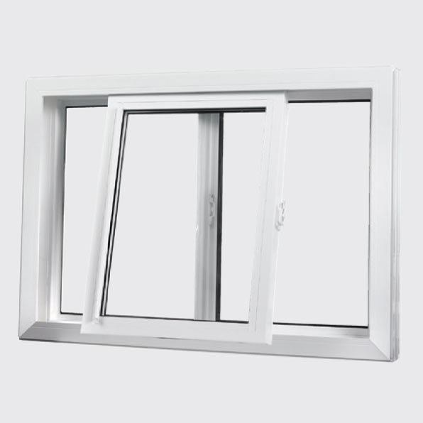 Single lift-out slider window with removable sash and white vinyl frame