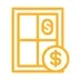 a double‑pane window with one sash fixed, a dollar sign subtly glowing behind glass, indicating energy savings