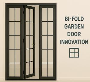 Installed bi-fold garden door system with multi-panel glass configuration