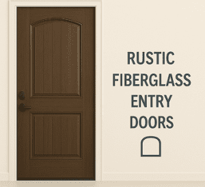 Installed modern fiberglass entry door with full frosted glass insert