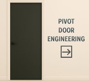 Installed pivot door with minimalist black design and seamless panel